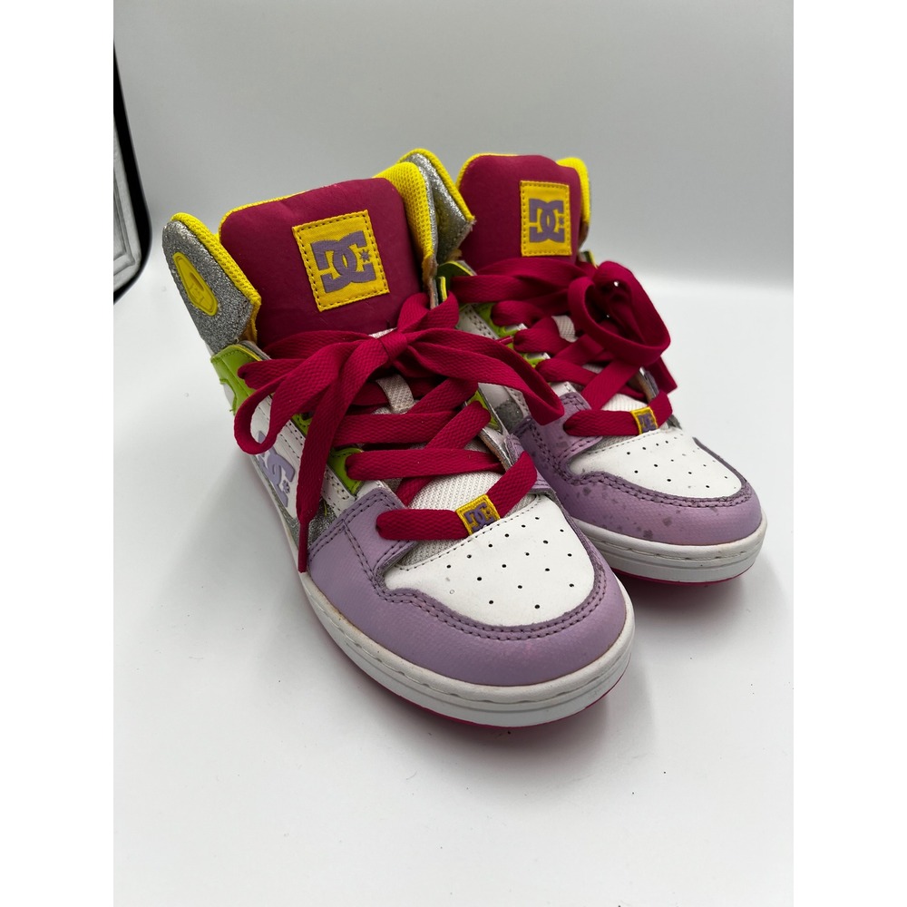 DC Shoes Size 5.5 Youth Rebound High Top Sneakers Multi-Color Leather